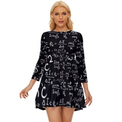 E=mc2 Text Science Albert Einstein Formula Mathematics Physics Long Sleeve Babydoll Dress by uniart180623