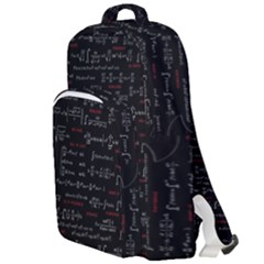 Black Background With Text Overlay Digital Art Mathematics Double Compartment Backpack by uniart180623