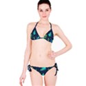 Blue Background Pattern Feather Peacock Classic Bikini Set View3