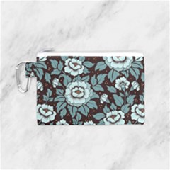 Vintage Floral Pattern Blue Damask Pattern Blue Vintage Canvas Cosmetic Bag (small) by uniart180623