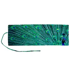 Green And Blue Peafowl Peacock Animal Color Brightly Colored Roll Up Canvas Pencil Holder (m) by uniart180623
