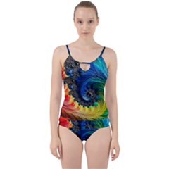 Colorful Digital Art Fractal Design Cut Out Top Tankini Set by uniart180623