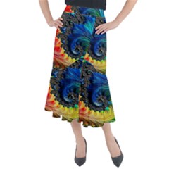 Colorful Digital Art Fractal Design Midi Mermaid Skirt by uniart180623