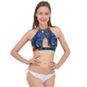 Colorful Digital Art Fractal Design Cross Front Halter Bikini Top View1