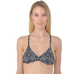 Fractal Star Mandala Black And White Reversible Tri Bikini Top by uniart180623