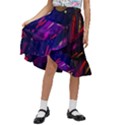 Colorful Abstract Background Creative Digital Art Colorful Geometric Artwork Kids  Ruffle Flared Wrap Midi Skirt View1