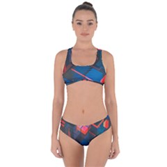 Minimalist Abstract Shaping Abstract Digital Art Minimalism Criss Cross Bikini Set by uniart180623