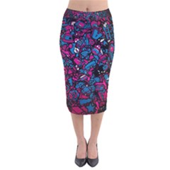 Grafitti Graffiti Abstract Artwork Digital Velvet Midi Pencil Skirt by uniart180623