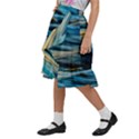 Waves Abstract Waves Abstract Kids  Ruffle Flared Wrap Midi Skirt View2