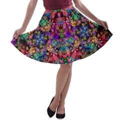 Flower Patterns Abstract Pattern Digital Art A-line Skater Skirt by uniart180623