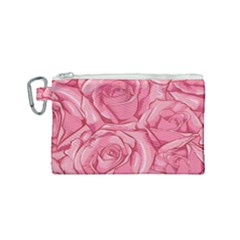 Pink Roses Pattern Floral Patterns Canvas Cosmetic Bag (small) by uniart180623
