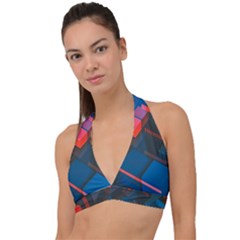 Minimalist Abstract Shaping Abstract Digital Art Halter Plunge Bikini Top by uniart180623
