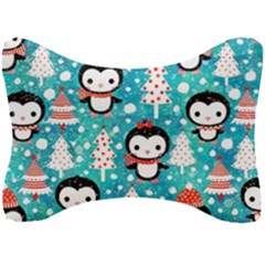 Blue Penguin Pattern Christmas Seat Head Rest Cushion by uniart180623