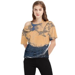 Waves Aesthetic Ocean Retro Sea Vintage One Shoulder Cut Out Tee by uniart180623