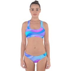 Colorful Blue Purple Wave Cross Back Hipster Bikini Set by uniart180623