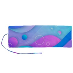 Colorful Blue Purple Wave Roll Up Canvas Pencil Holder (m) by uniart180623