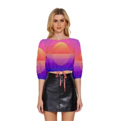 Sunset Summer Time Mid Sleeve Drawstring Hem Top by uniart180623