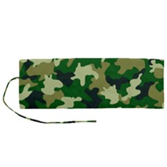 Green Military Background Camouflage Roll Up Canvas Pencil Holder (m) by uniart180623