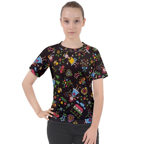 Cartoon Texture Women s Sport Raglan Tee by uniart180623