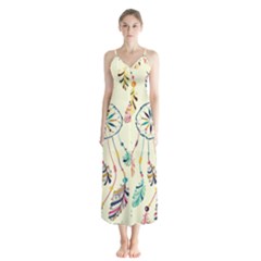 Dreamcatcher Abstract Pattern Button Up Chiffon Maxi Dress by uniart180623