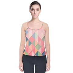 Background Geometric Triangle Velvet Spaghetti Strap Top by uniart180623
