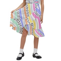 Background Abstract Wallpaper Kids  Ruffle Flared Wrap Midi Skirt by uniart180623