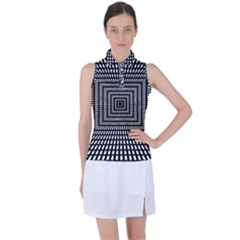 Focus Squares Optical Illusion Women s Sleeveless Polo Tee by uniart180623
