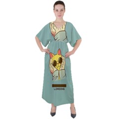 Loading Cat Cute Cuddly Animal Sweet Plush V-neck Boho Style Maxi Dress by uniart180623