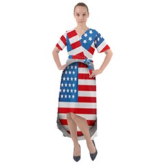 United Of America Usa Flag Front Wrap High Low Dress by Celenk