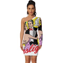 G Is For Gaslight Funny Dance1-01 Long Sleeve One Shoulder Mini Dress by shoopshirt