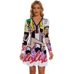 G Is For Gaslight Funny Dance1-01 Long Sleeve Deep V Mini Dress  by shoopshirt