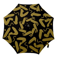 Black And Gold Tribal Hook Handle Umbrella (small) by Khoncepts