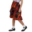 Abstract Colorful Waves Painting Art Kids  Ruffle Flared Wrap Midi Skirt View2