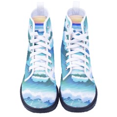 Ocean Sea Waves Beach Kid s High-top Canvas Sneakers by Simbadda