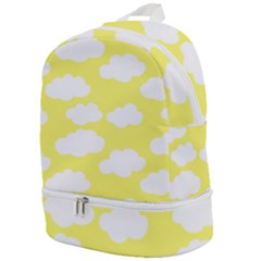 Cute Yellow White Clouds Zip Bottom Backpack by ConteMonfrey