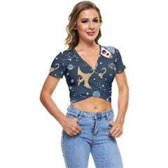 Space Theme Art Pattern Design Wallpaper Short Sleeve Foldover Tee by Simbadda