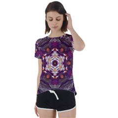 Rosette Kaleidoscope Mosaic Abstract Background Art Short Sleeve Open Back Tee by Simbadda