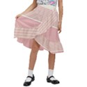 Background Pink Beige Decorative Texture Craft Kids  Ruffle Flared Wrap Midi Skirt View1