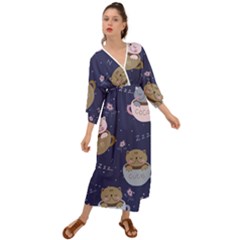 Cute Kittens Sleep Sweetly Mugs Grecian Style  Maxi Dress by Simbadda