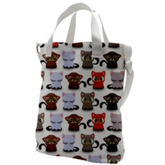 Seamless Pattern With Cute Little Kittens Various Color Canvas Messenger Bag by Simbadda