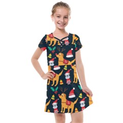 Funny Christmas Pattern Background Kids  Cross Web Dress by Simbadda