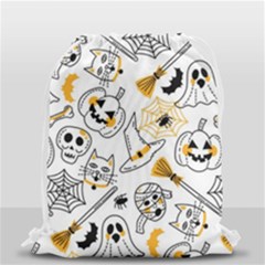 Funny Hand Drawn Halloween Pattern Drawstring Bag (small) by Simbadda