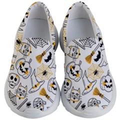 Funny Hand Drawn Halloween Pattern Kids Lightweight Slip Ons by Simbadda