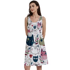 Pattern With Cute Cat Heads Classic Skater Dress by Simbadda