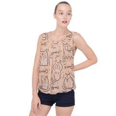 Cat Background Bubble Hem Chiffon Tank Top by Simbadda
