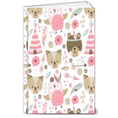Pink Animals Pattern 8  X 10  Hardcover Notebook by Simbadda