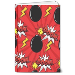 Pop Art Comic Pattern Bomb Boom Explosion Background 8  X 10  Hardcover Notebook by Simbadda