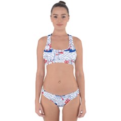 Nautical Cats Seamless Pattern Cross Back Hipster Bikini Set by Simbadda