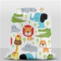 Seamless Pattern Vector With Animals Cartoon Drawstring Bag (Small) View1