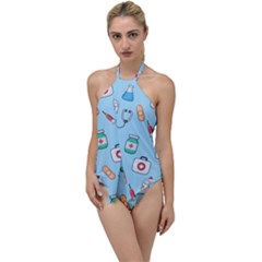 Medical Seamless Pattern Go With The Flow One Piece Swimsuit by Simbadda